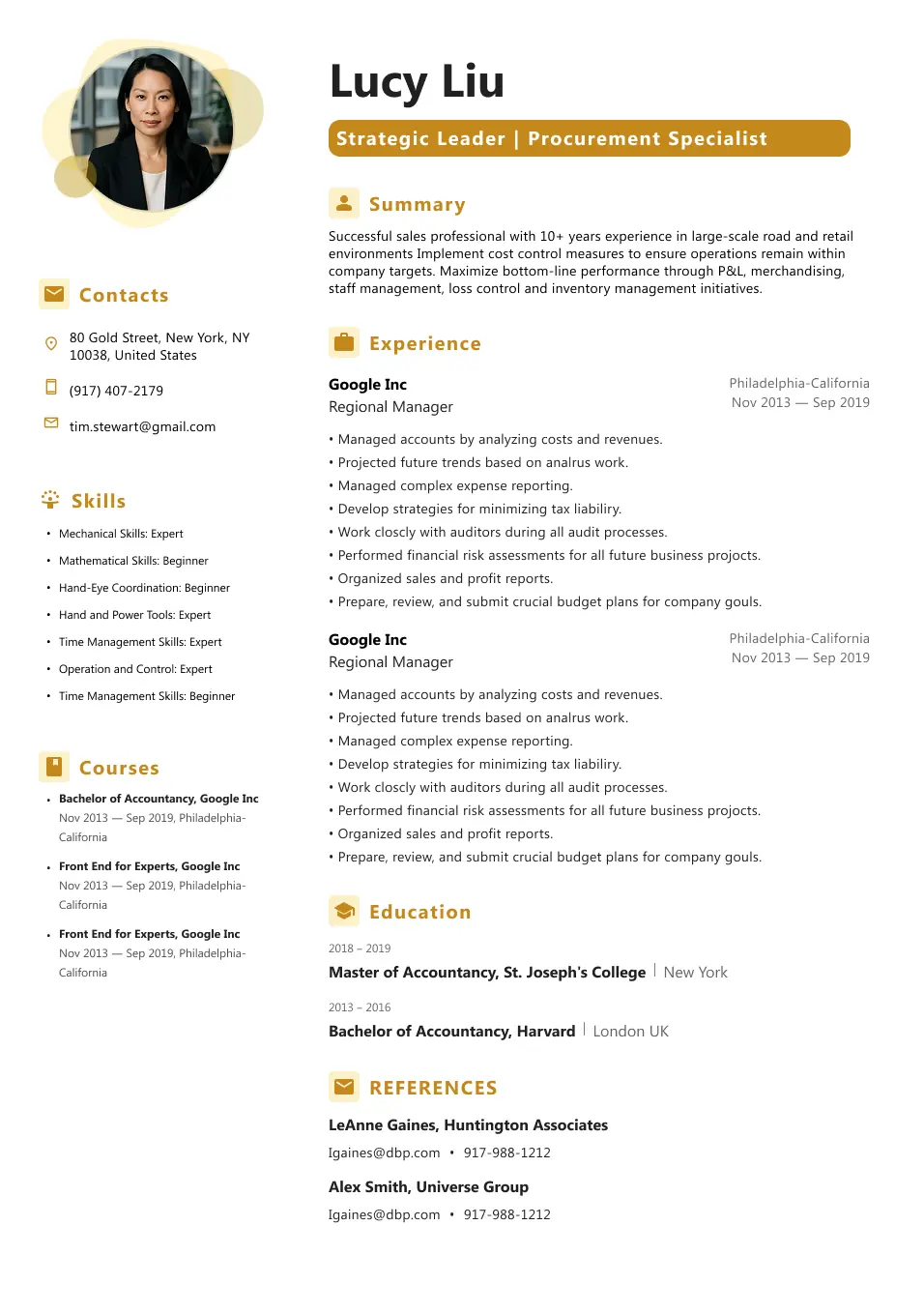 Sample ATS-friendly resume template built with Internship Hub's resume builder